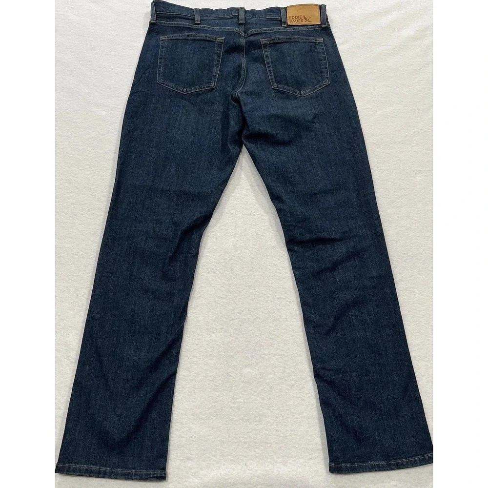Eddie Bauer Mens Straight Fit Stretch Denim Jeans Size 36x34 Dark Wash Classic